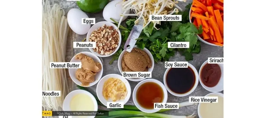 مواد لازم برای تهیه پاد تای تایلندی